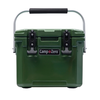 CAMP-ZERO 10 Quart Premium Cooler with 2 Molded-In Cup Holders | Dark Green